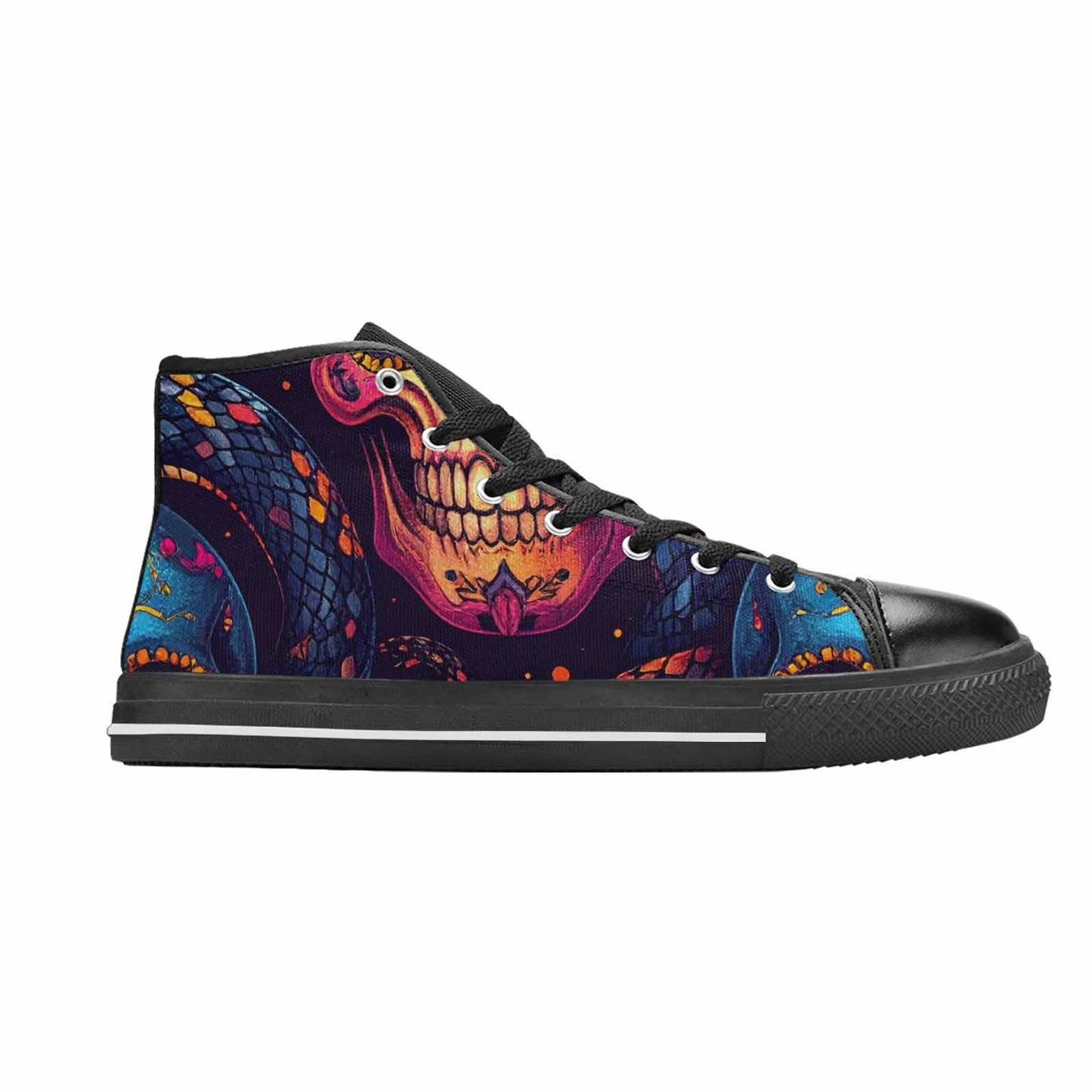 WOMEN'S Snake Skulls Print High Top Canvas Vivid Custom Shoes