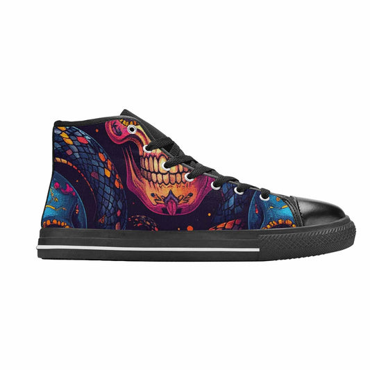 WOMEN'S Snake Skulls Print High Top Canvas Vivid Custom Shoes
