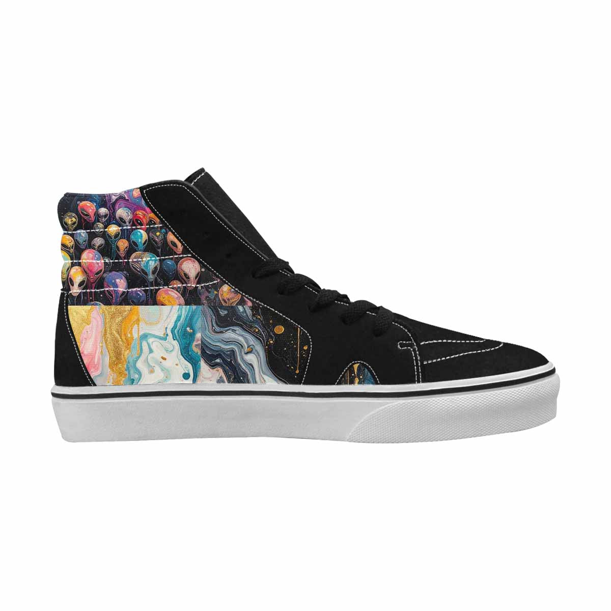 MEN'S Aliens  Marble Aliens High Top Canvas Aesthetic Shoes