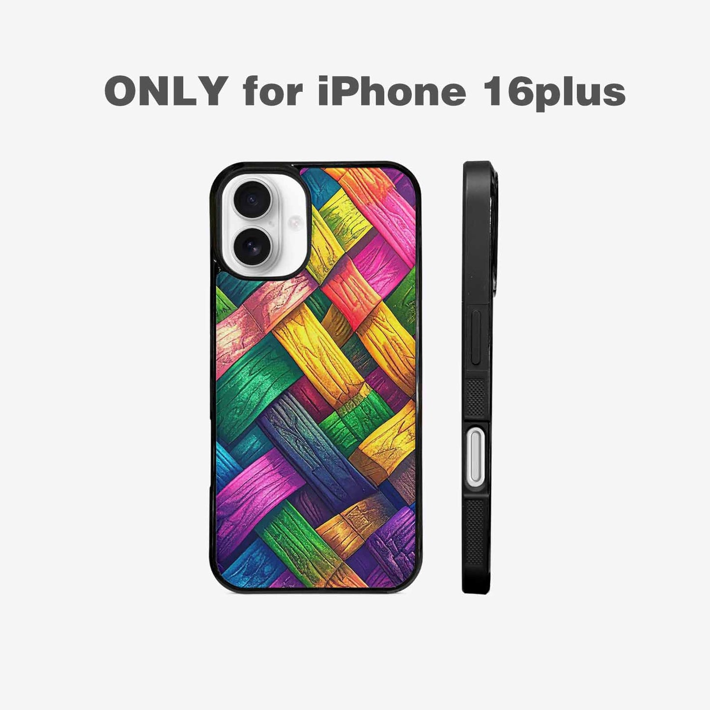 iPhone 16 Plus Case — Polysexual Flag Color Theme Small Rainbow, Custom Designed Case Cover