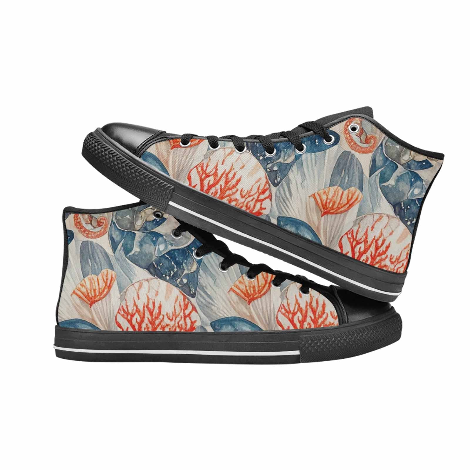 MEN'S Fish Scale Coral High Top Canvas Cottagecore Sneakers