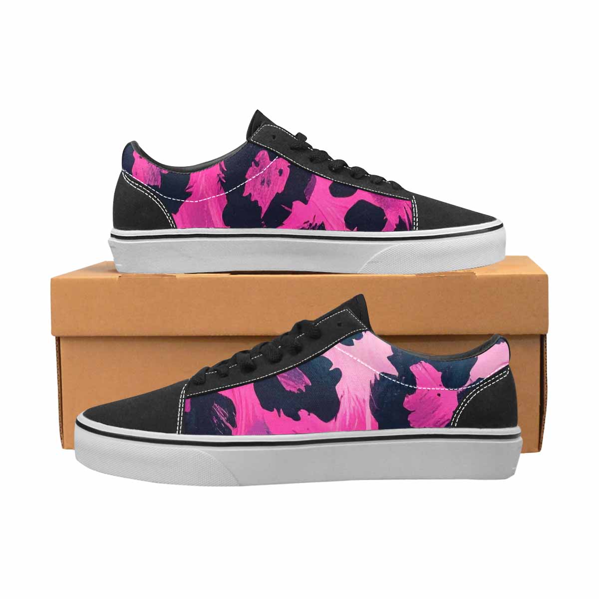 WOMEN'S Leopard Neon Pink Teal Airbrush Canvas Lace-Up Surreal Sneakers
