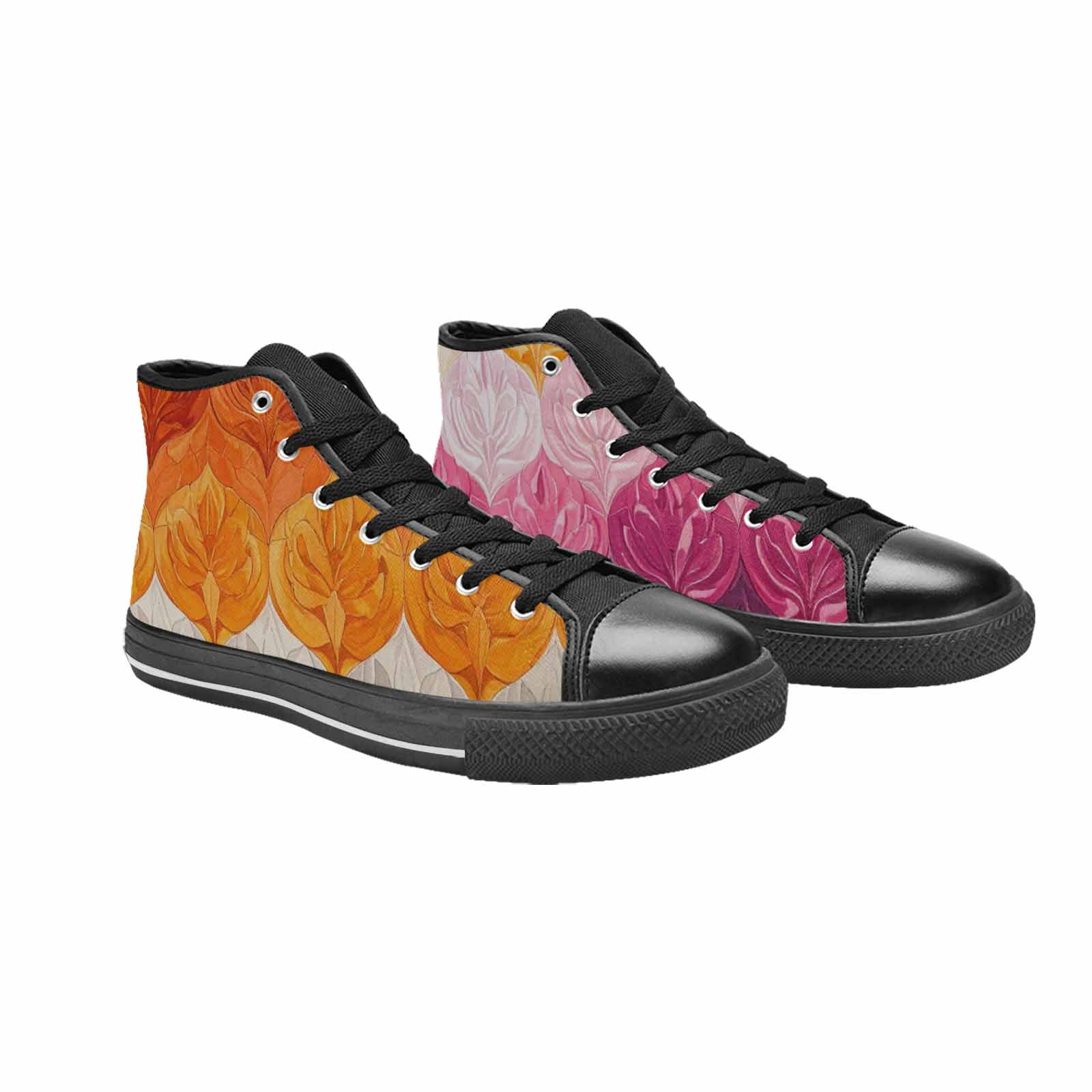 MEN'S Lesbian Flag Color High Top Canvas Surreal Custom Sneakers