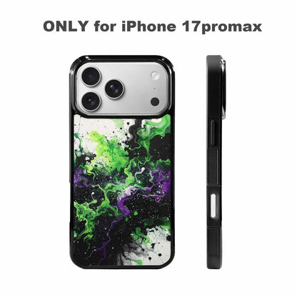 iPhone 17 Pro Max Case — Black &amp; Green Ink Galaxy Space, Custom Designed Case Cover