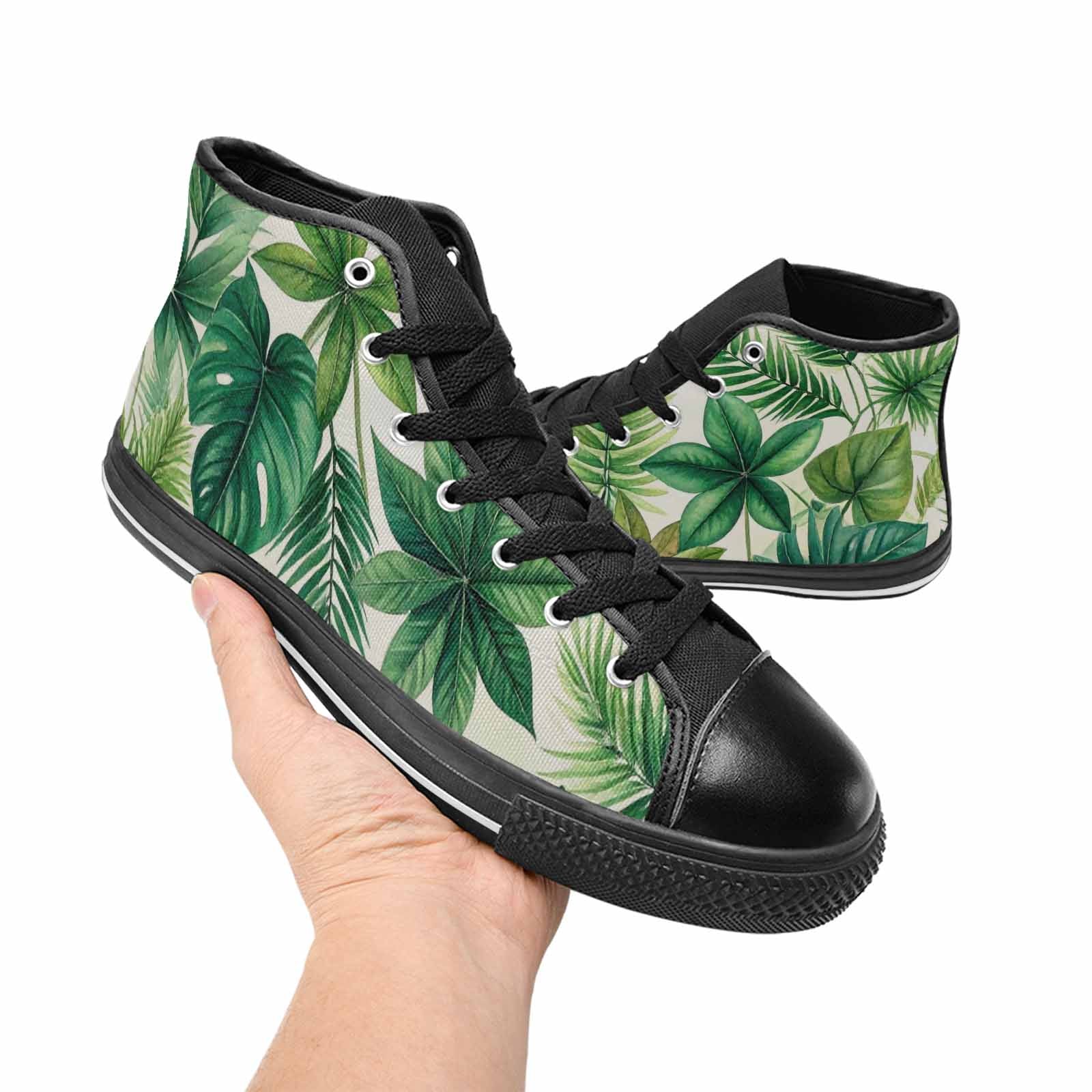 MEN'S Seven-Point Palmate Leaf High Top Canvas Aesthetic Custom Sneakers