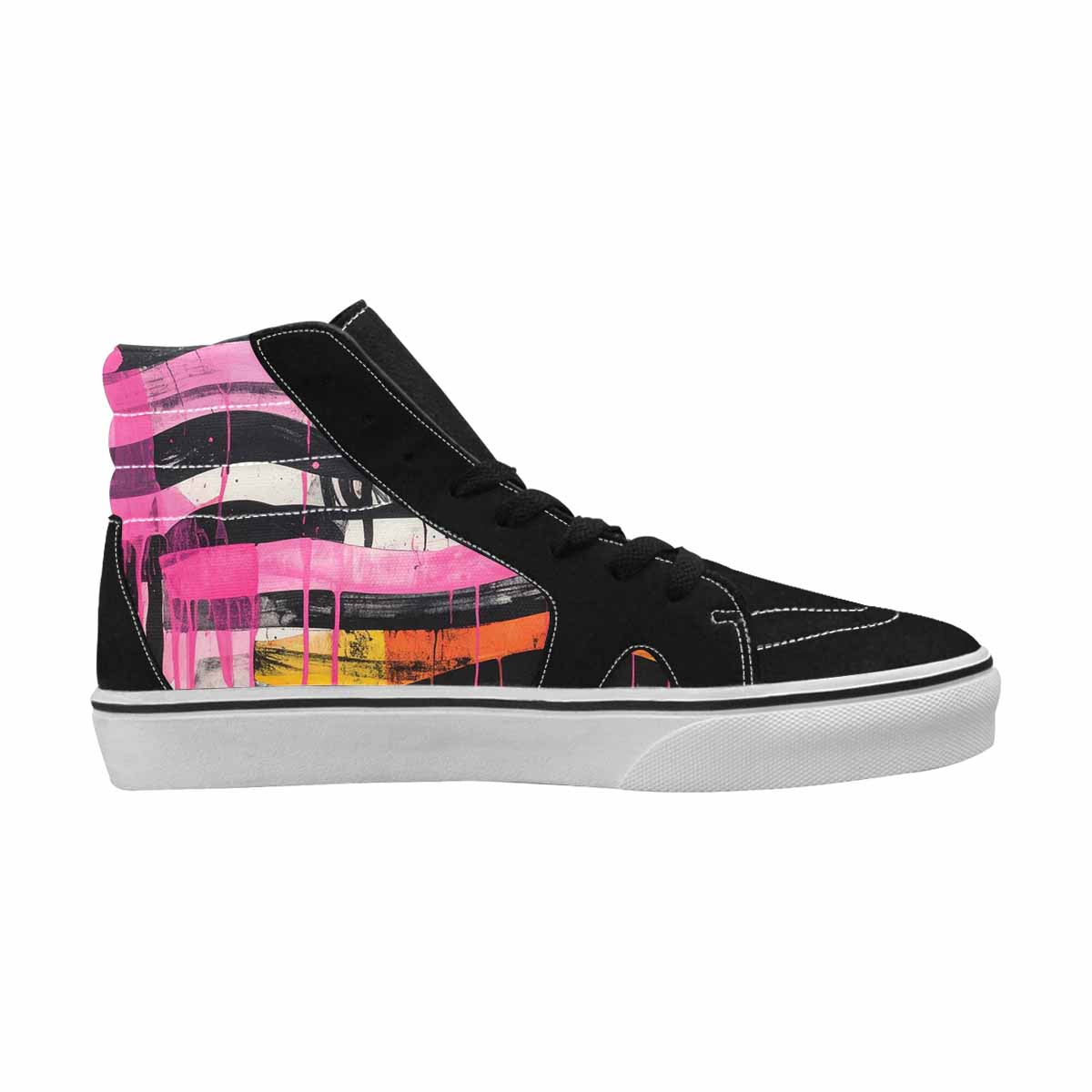 MEN'S Zebra Stripe Burst High Top Canvas Grunge Custom Shoes