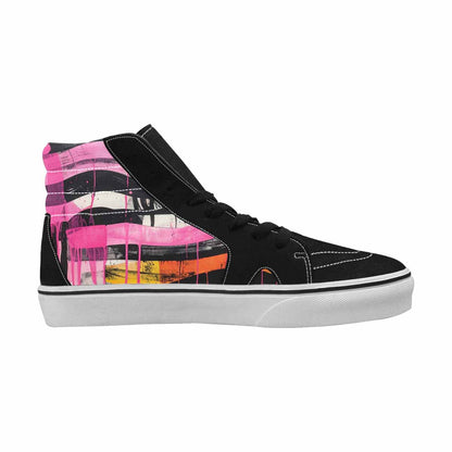 MEN'S Zebra Stripe Burst High Top Canvas Grunge Custom Shoes