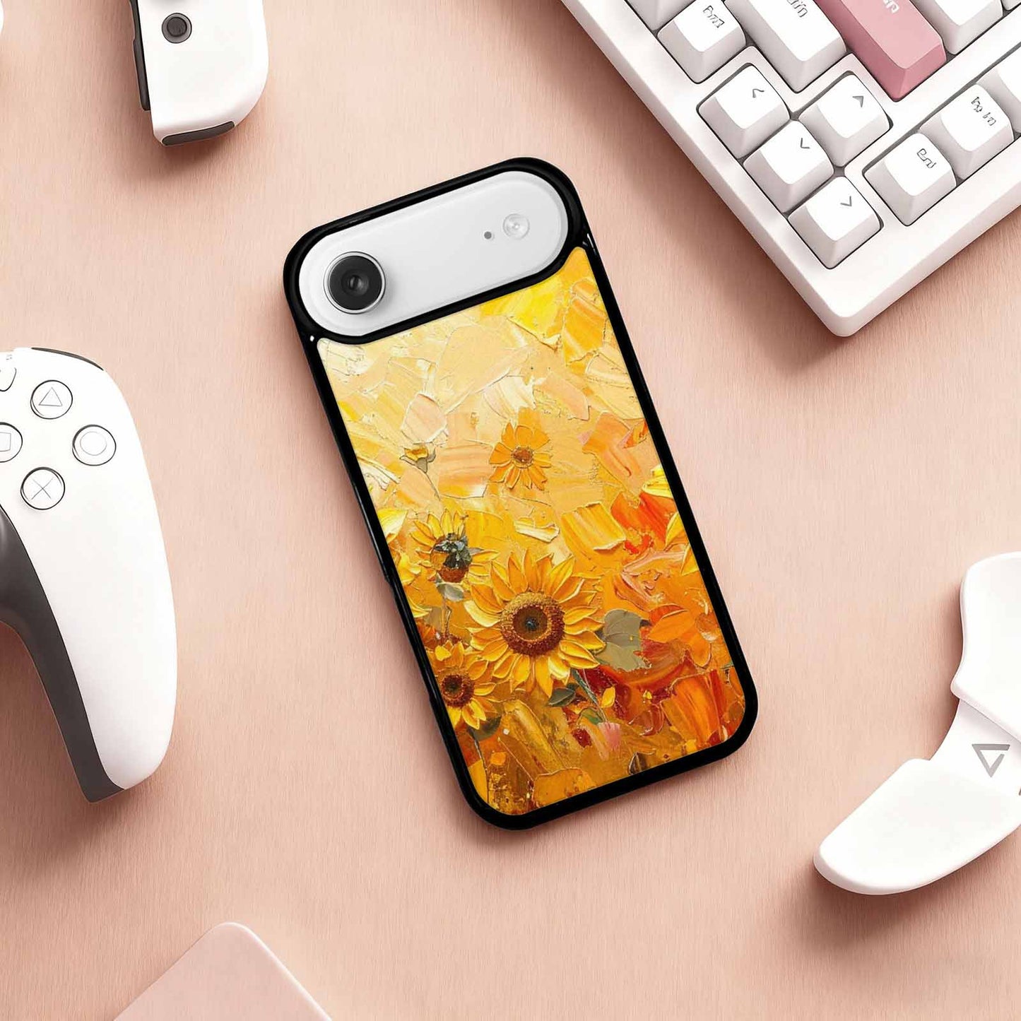 iPhone 17 Air Case — Impressionist Sunflower Brushstroke Pattern Hundreds Floral, Custom Art Phone Cover