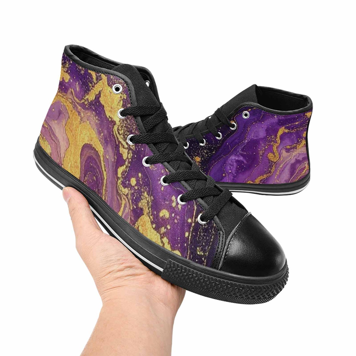 MEN'S Starry Night Nebula Brushstroke High Top Canvas Y2K Custom Shoes