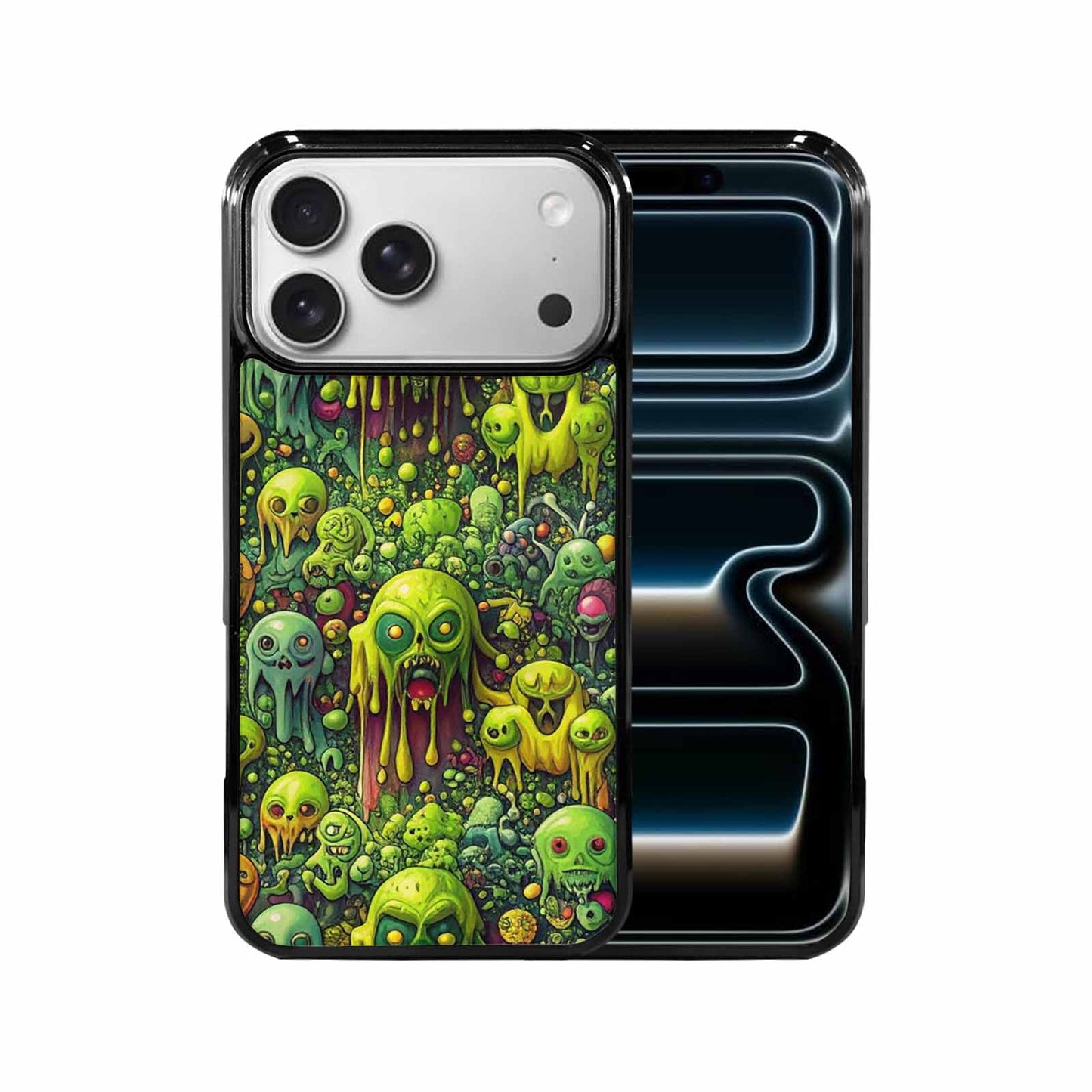 iPhone 17 Pro Max Case — Toxic Radioactive Creature Pattern Original Art, Custom Printed Phone Case