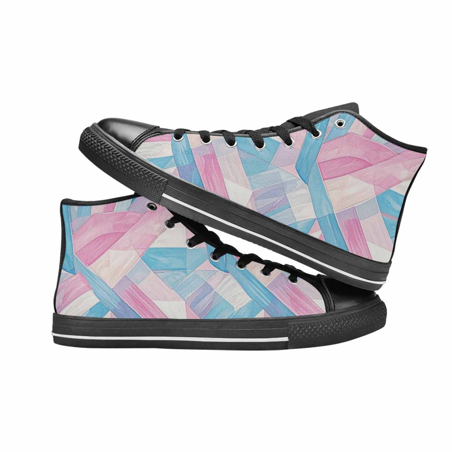 MEN'S Transgender Flag Color High Top Canvas Neon Fantasy Sneakers