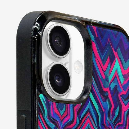 iPhone 16 Case — Psychedelic Chevron Vortex, Custom Made Phone Cover