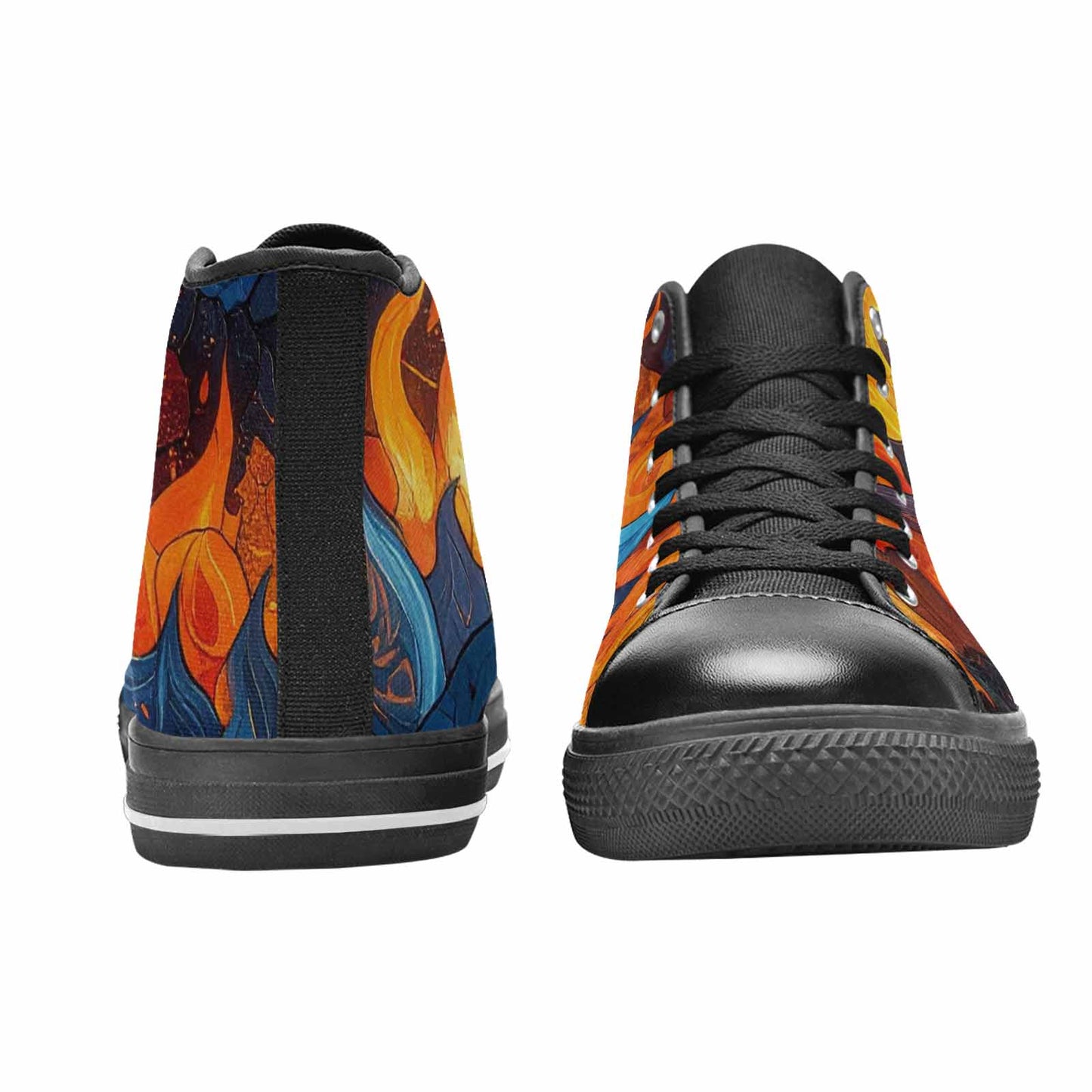 WOMEN'S Fire Flame High Top Canvas Vibrant Chaos Custom Shoes