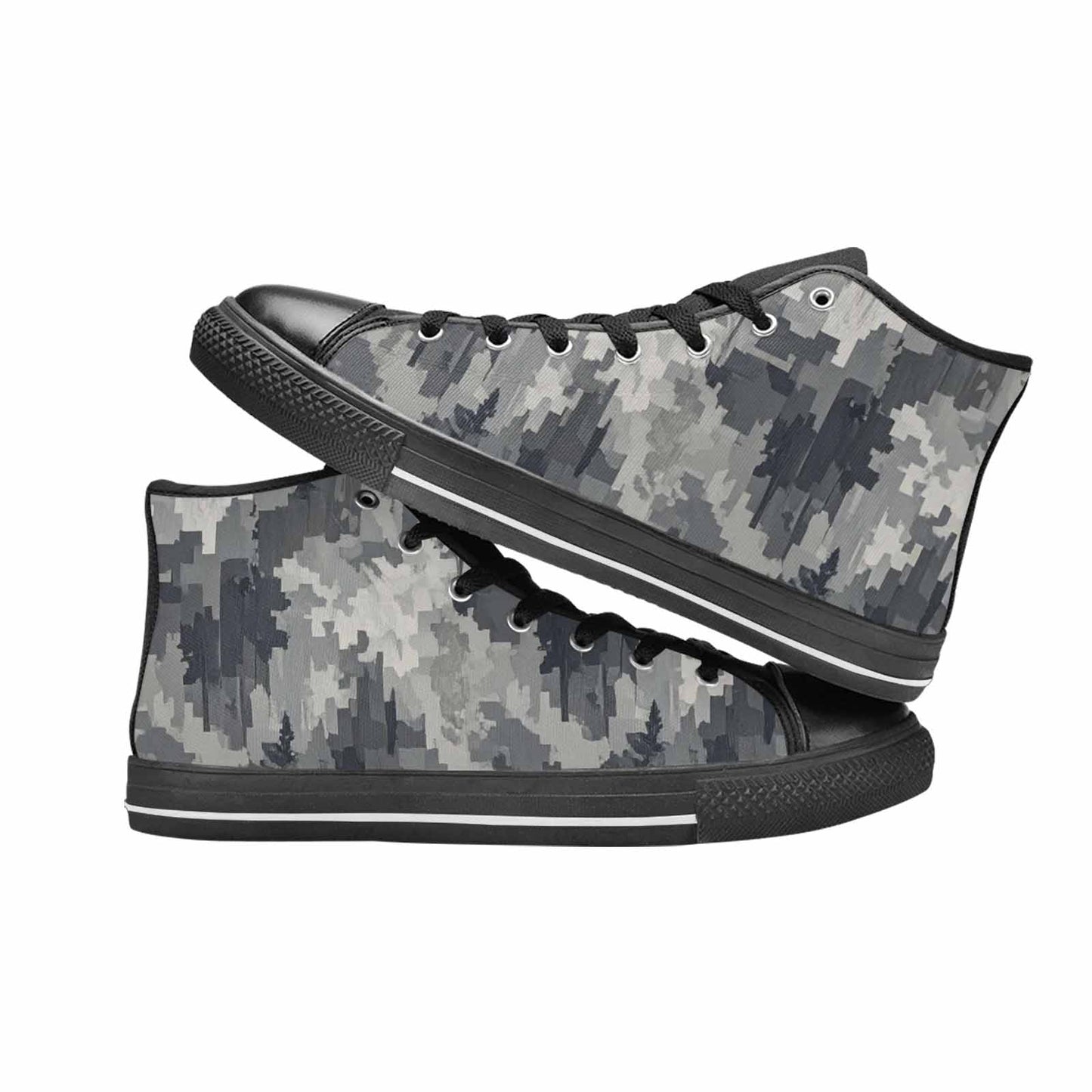 WOMEN'S Military Camouflage Blotch High Top Canvas Wallpaper Art Sneakers