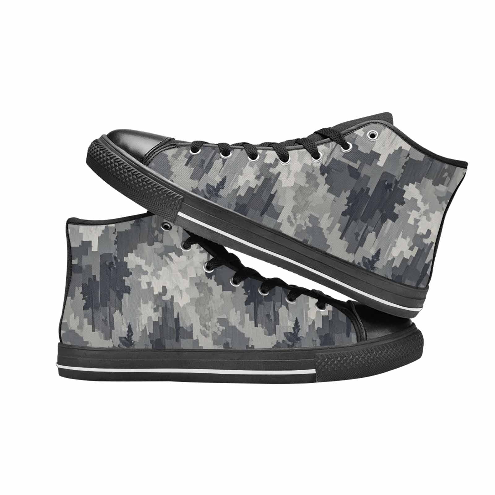 WOMEN'S Military Camouflage Blotch High Top Canvas Wallpaper Art Sneakers