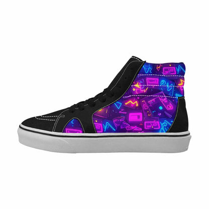 MEN'S 80s Retro Motif High Top Canvas Wallpaper Art Custom Sneakers