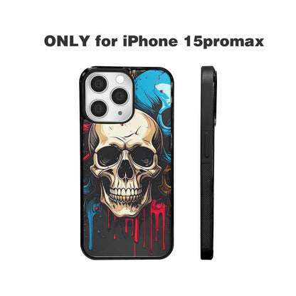 iPhone 15 Pro Max Case — Dripping Skulls Collage, Custom Phone Case