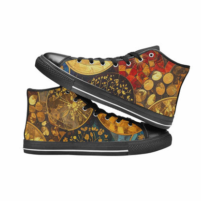 MEN'S Klimt-Style Gold Leaf High Top Canvas Dark Academia Custom Sneakers