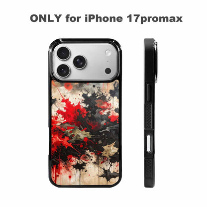iPhone 17 Pro Max Case — Black &amp; Red Ink Camo, Custom Print Case Cover