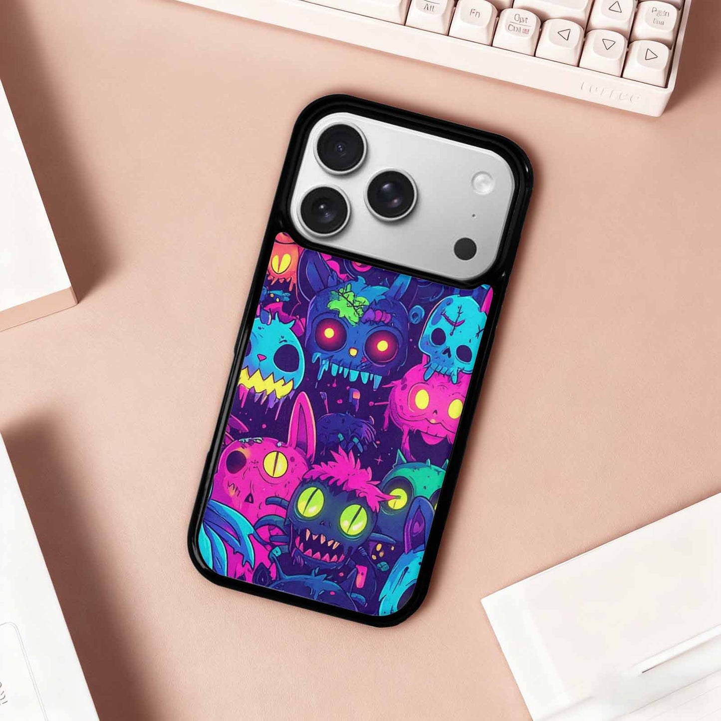 iPhone 17 Pro Case — Mixed Toxic Glow Creature Pattern Cartoon, Custom Print Case Cover