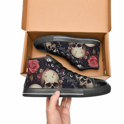 MEN'S Skulls - Roses High Top Canvas Dark Academia Custom Sneakers