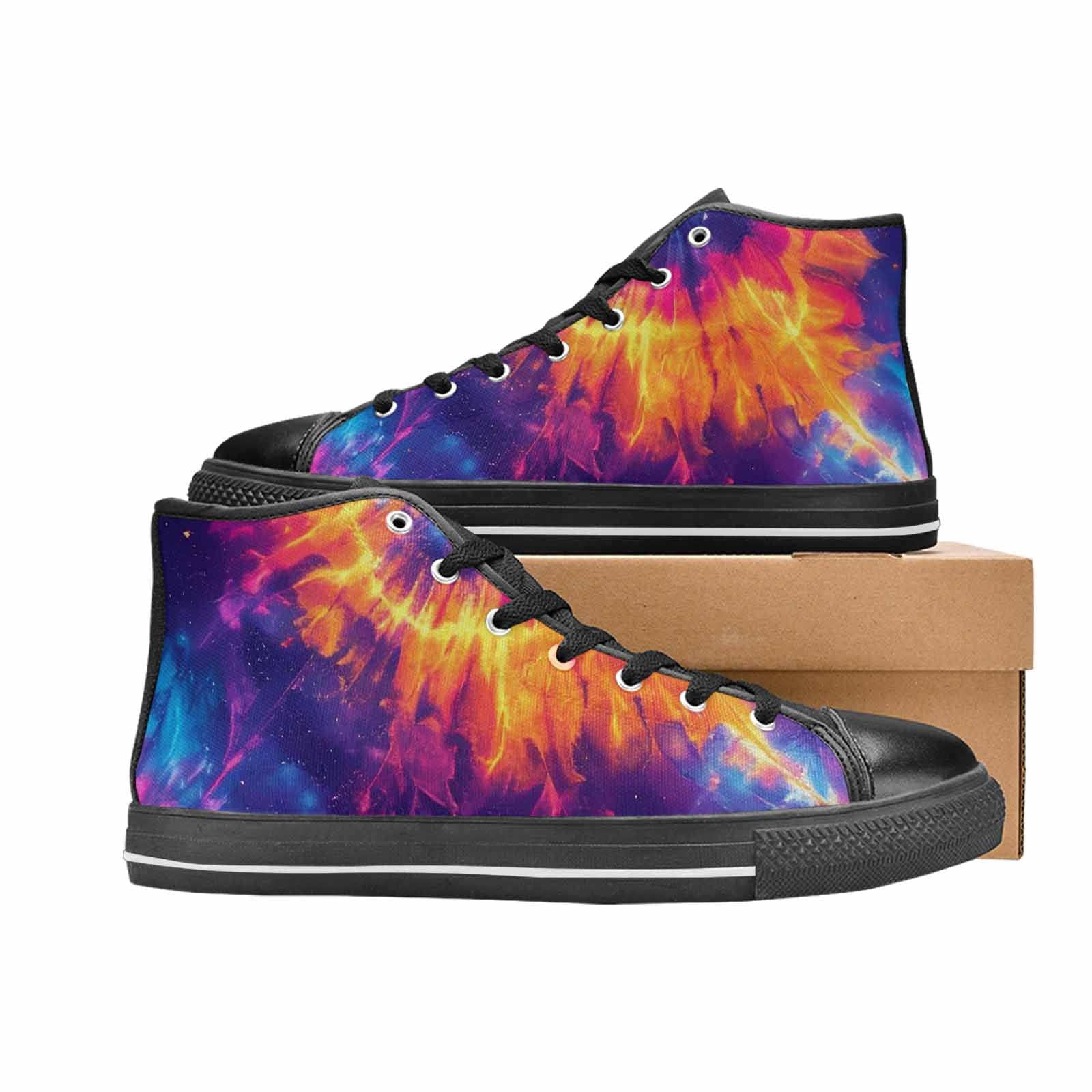 WOMEN'S Tie Dye Galaxy High Top Canvas Dark Academia Custom Sneakers