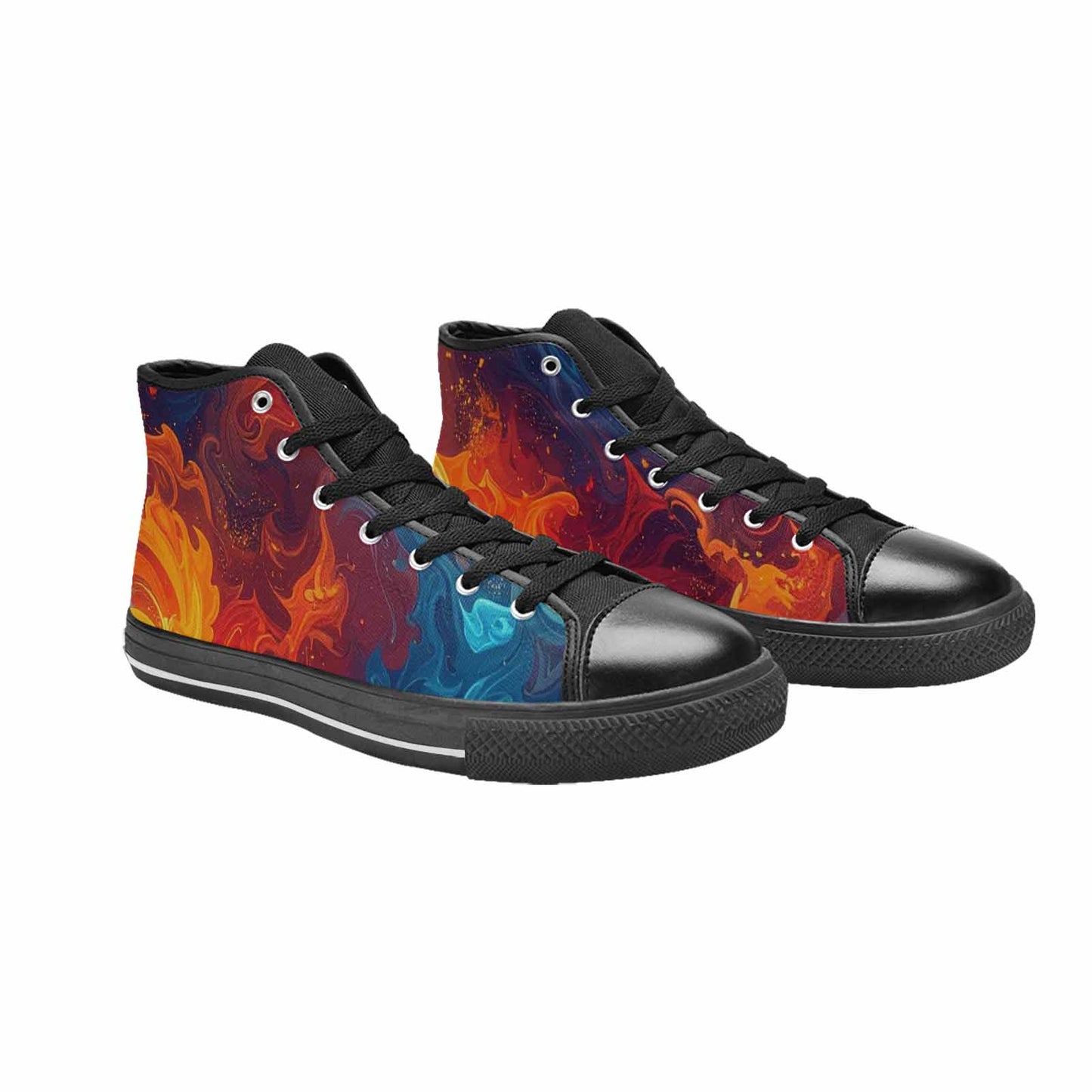 WOMEN'S Fire Flame High Top Canvas Dark Academia Custom Sneakers