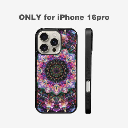 iPhone 16 Pro Case — Crystal Mandala Art Seamless Pattern Vibrant, Custom Print Case Cover