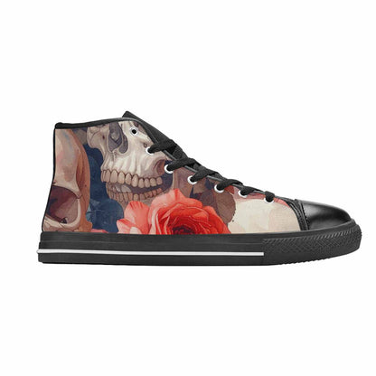 MEN'S Skulls Roses Soft Airbrush High Top Canvas Neon Fantasy Custom Sneakers