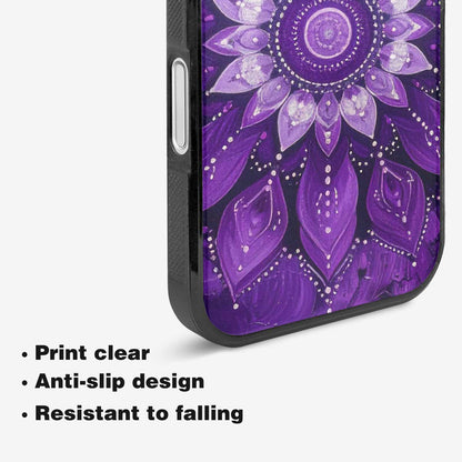 iPhone 16 Case — Purple Mandala Bohemian Print Edge To, Custom Made Phone Cover