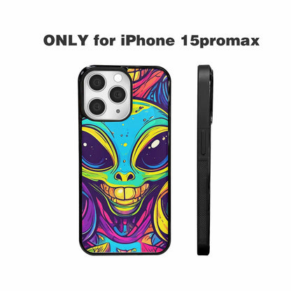 iPhone 15 Pro Max Case — Alien Ufo Cartoon, Custom Art Phone Cover