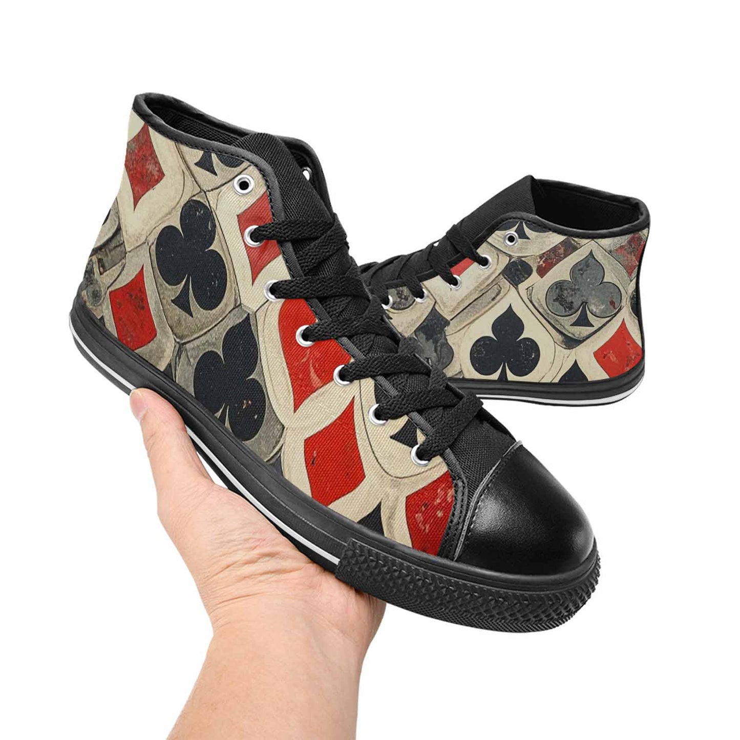 MEN'S Playing Card Suit High Top Canvas Vibrant Chaos Custom Sneakers