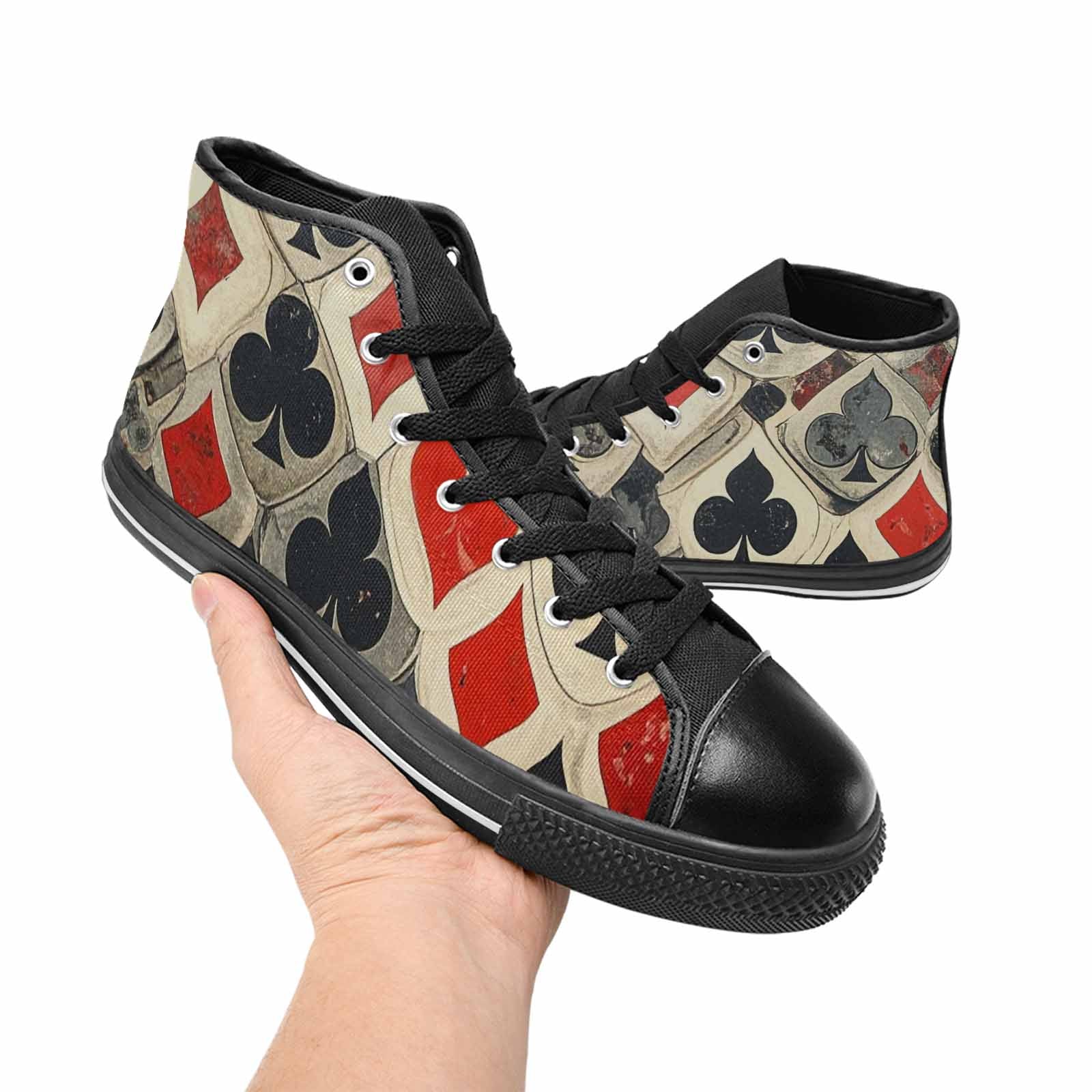MEN'S Playing Card Suit High Top Canvas Vibrant Chaos Custom Sneakers