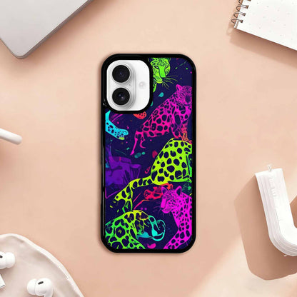 iPhone 17 Case — Leopard Print Neon Seamless Animal Print, Custom Printed Phone Case