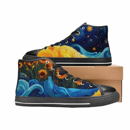 MEN'S Van Gogh-Style Swirl High Top Canvas Y2K Custom Sneakers