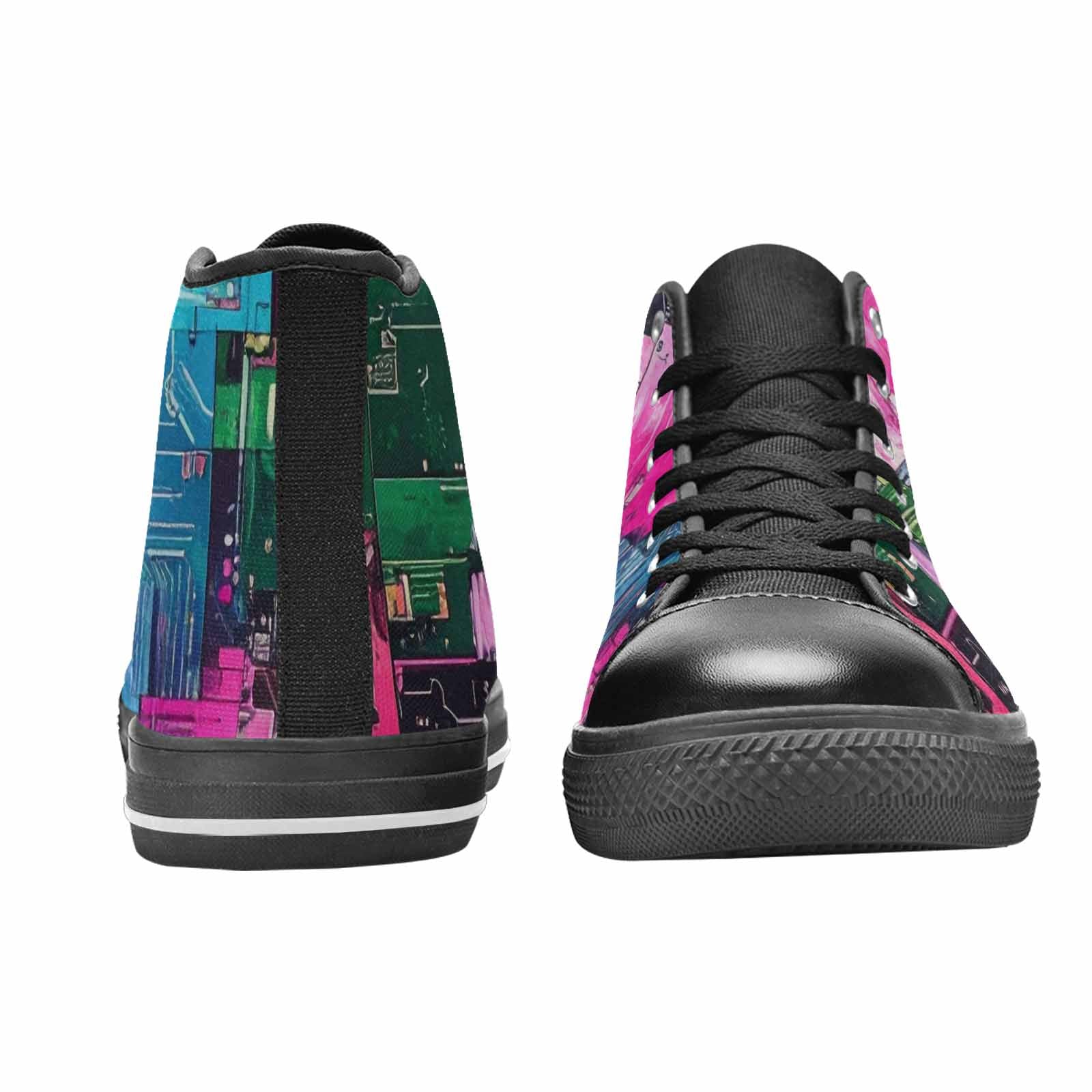WOMEN'S Circuit Board Cyberpunk High Top Canvas Wallpaper Art Custom Sneakers