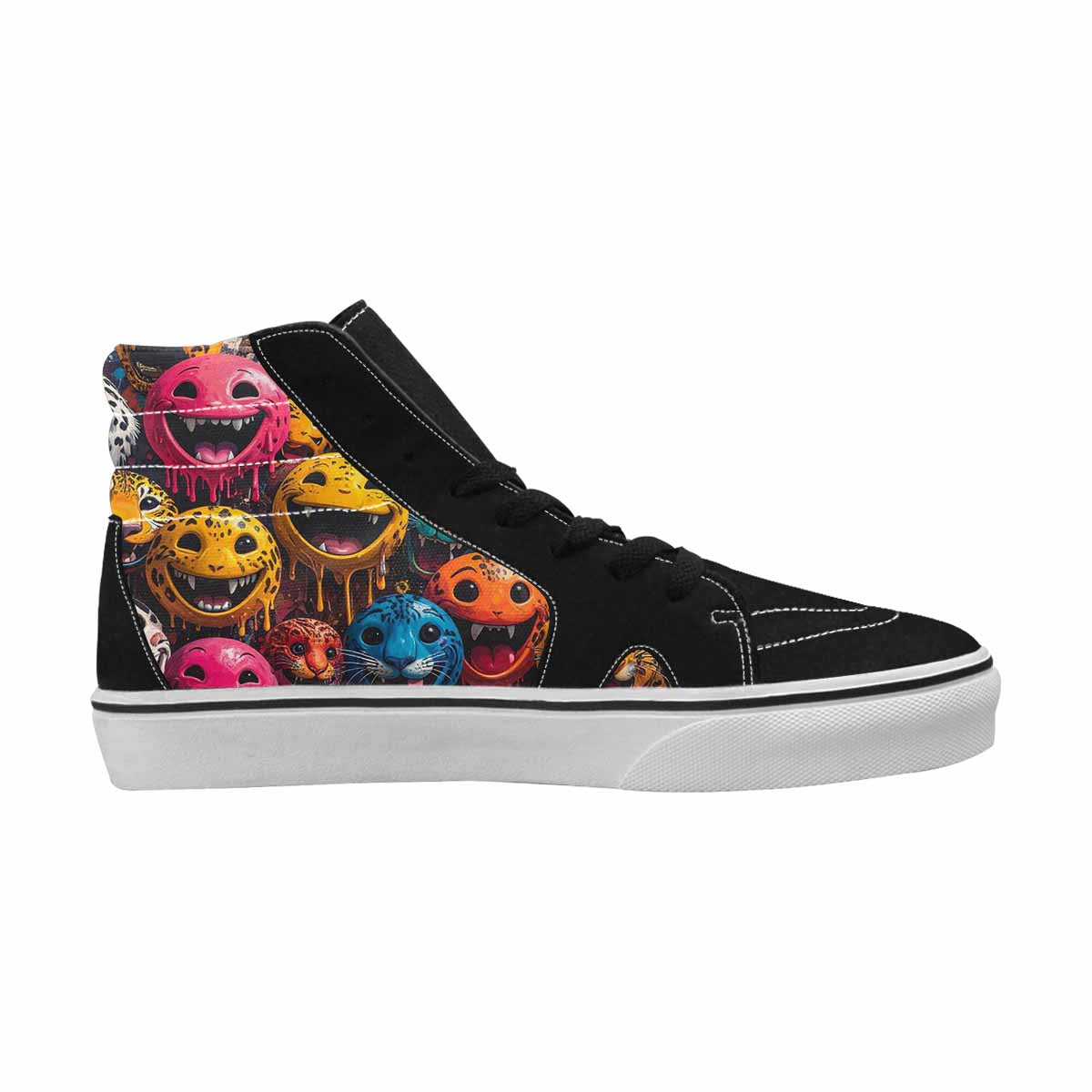 MEN'S Smiley Faces High Top Canvas Kaleidoscope Custom Sneakers