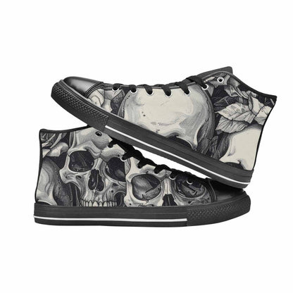 MEN'S Skulls Roses Pen Ink High Top Canvas Neon Fantasy Sneakers