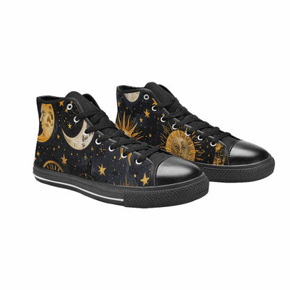 WOMEN'S Zodiac Constellation Star High Top Canvas Wallpaper Art Shoes