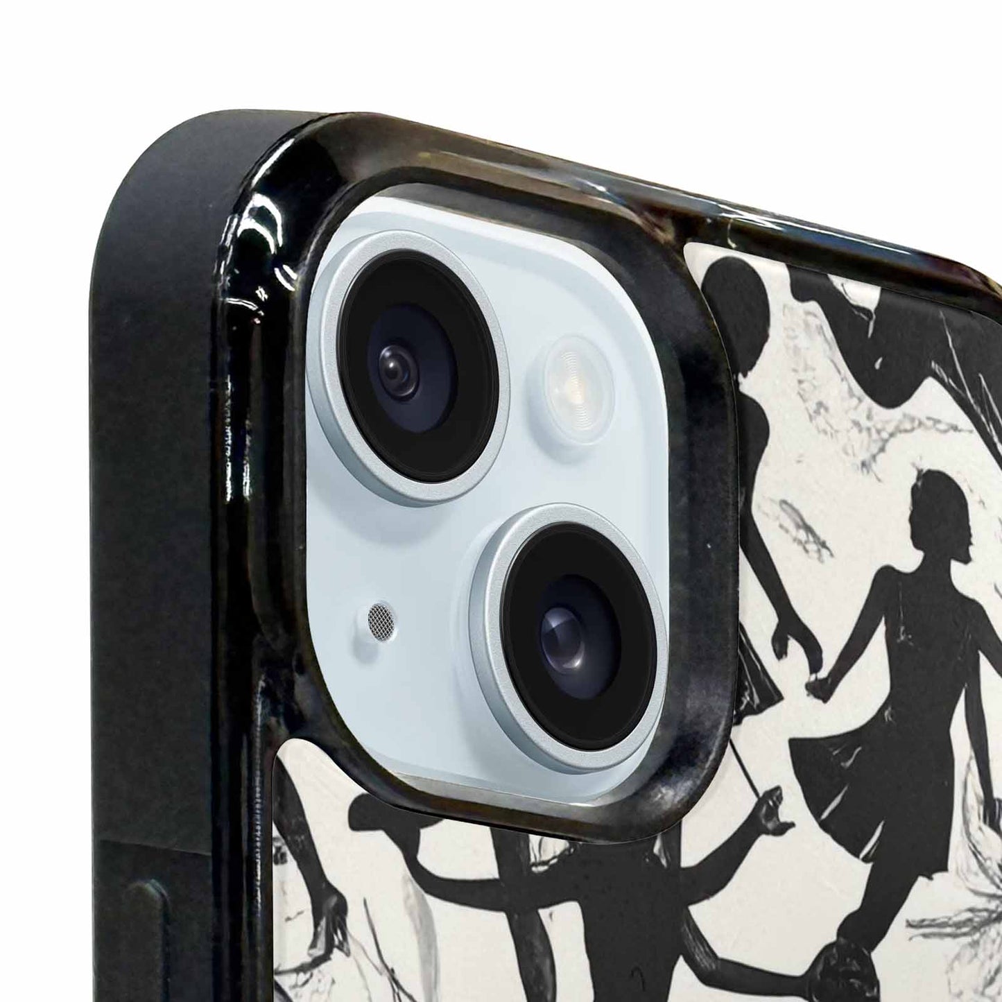 iPhone 15 Case — Bold Dancing Figure Line Art Pattern, Custom Designed Case Cover