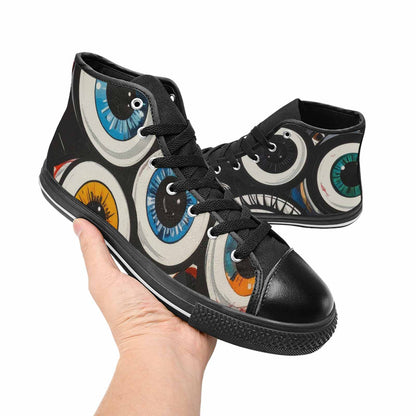 MEN'S Googly Cartoon Eyeballs High Top Canvas Surreal Custom Sneakers