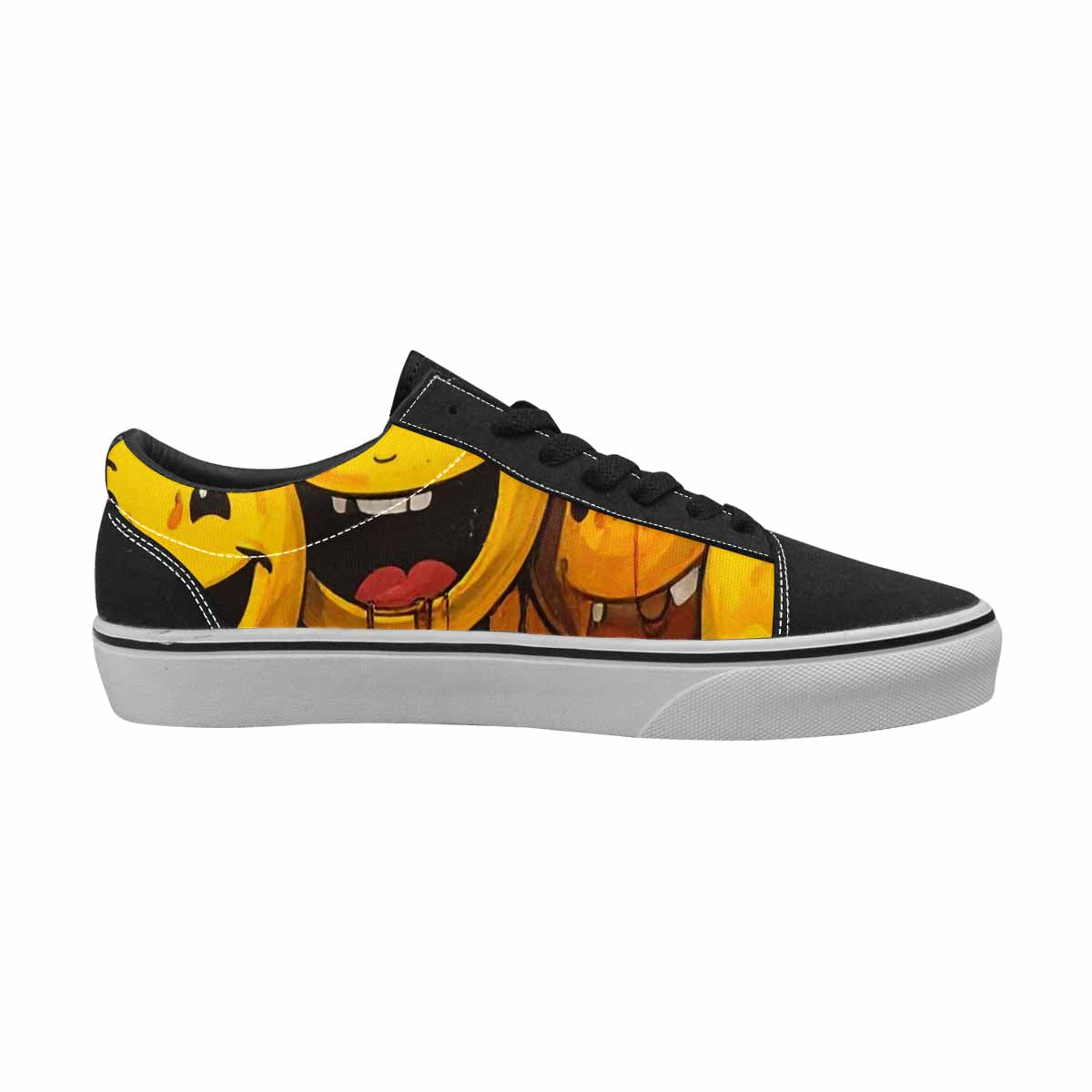 WOMEN'S Melting Moon Smiley — Lace-Up Canvas Kaleidoscope Custom Sneakers