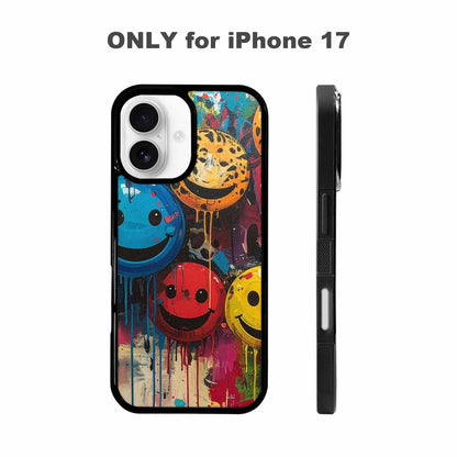 iPhone 17 Case — Smiley Faces Pattern Hundreds Original Art, Custom Phone Case