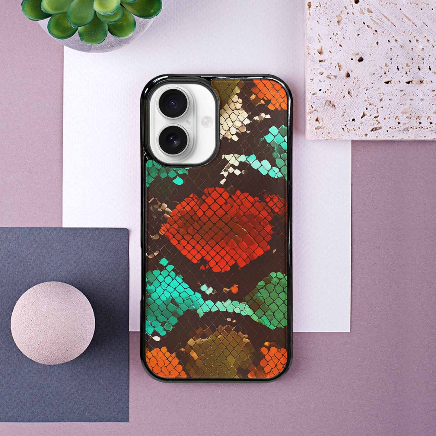 iPhone 16 Case — Dark Snake Print, Original Design Phone Case