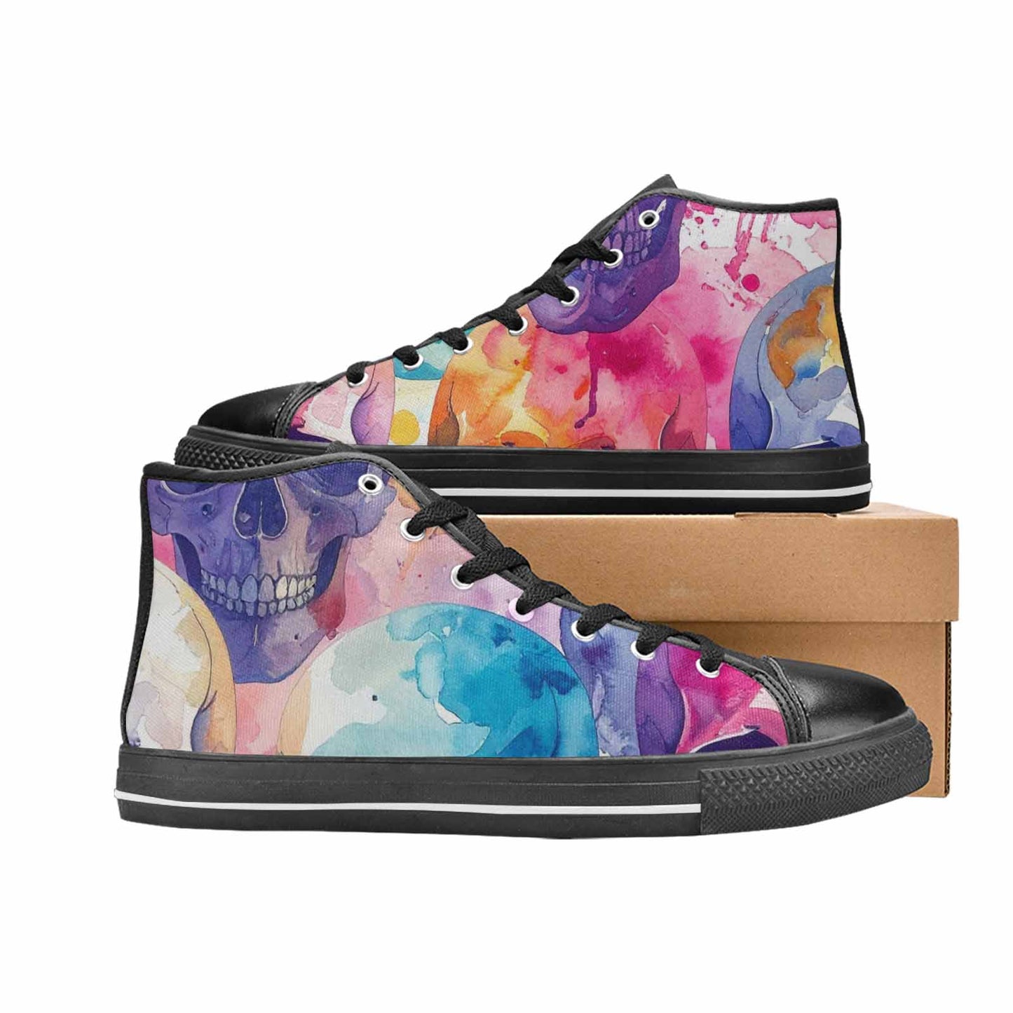 WOMEN'S Kulls - Watercolor High Top Canvas Dark Academia Sneakers