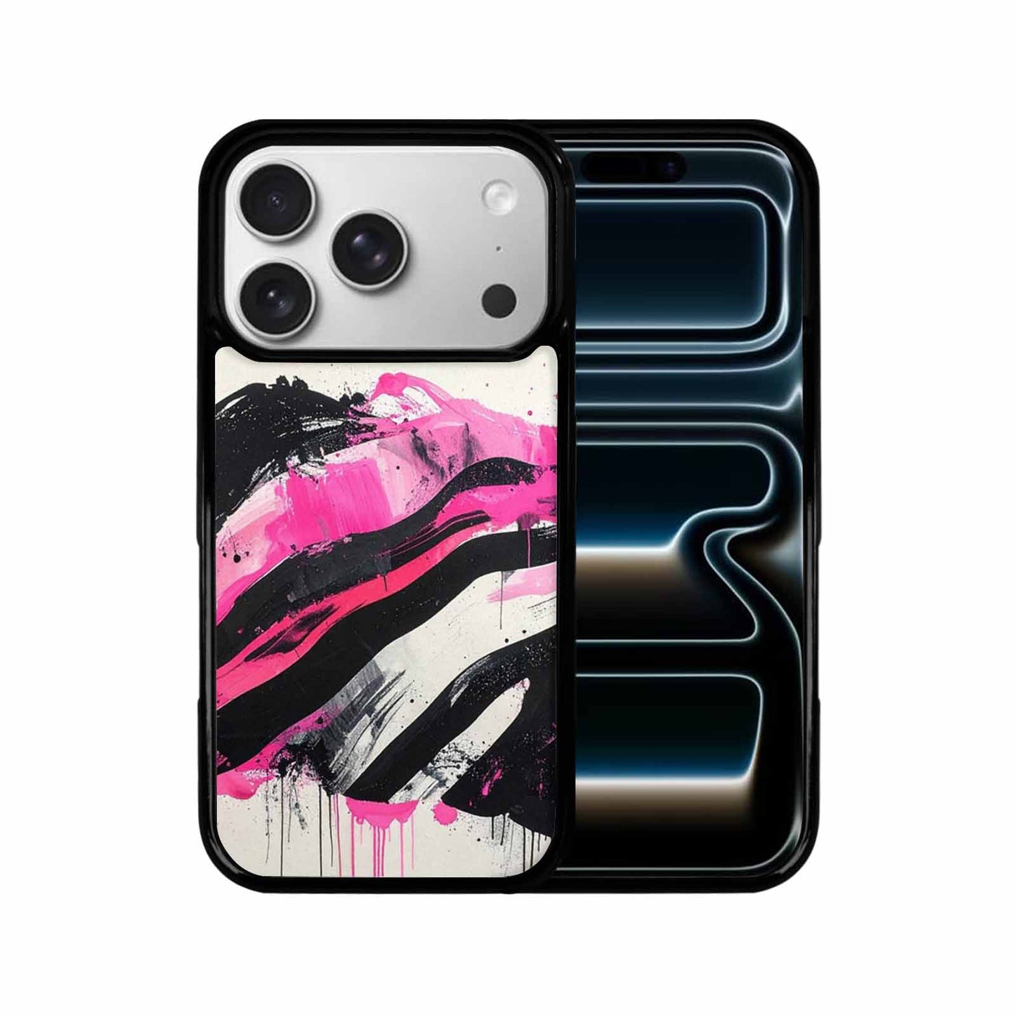 iPhone 17 Pro Case — Black Pink Ink Zebra Stripe Animal, Personalized Phone Case