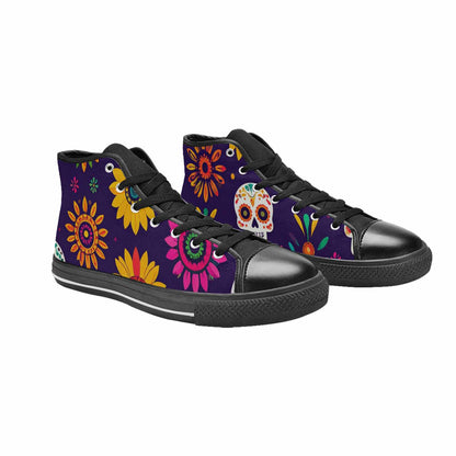 WOMEN'S Sunflowers And Skulls High Top Canvas Aesthetic Shoes