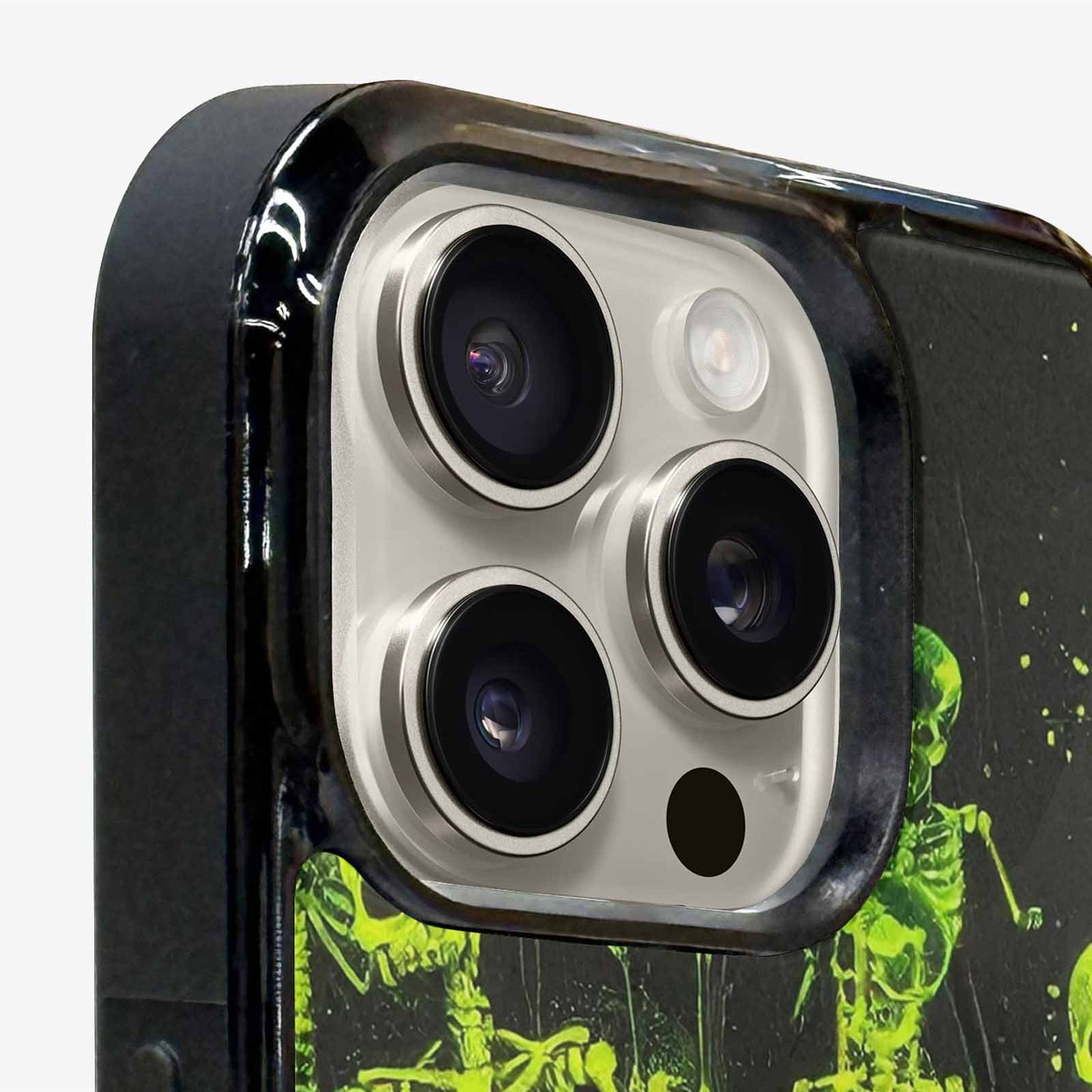 iPhone 16 Pro Case — Skeletons Neon Green Glow Skeletons Pattern, Custom Print Case Cover