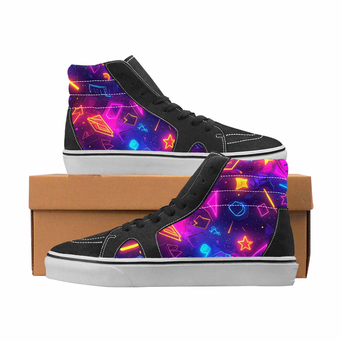 WOMEN'S 80S Retro High Top Canvas Made To Order Cottagecore All Over Print Shoes