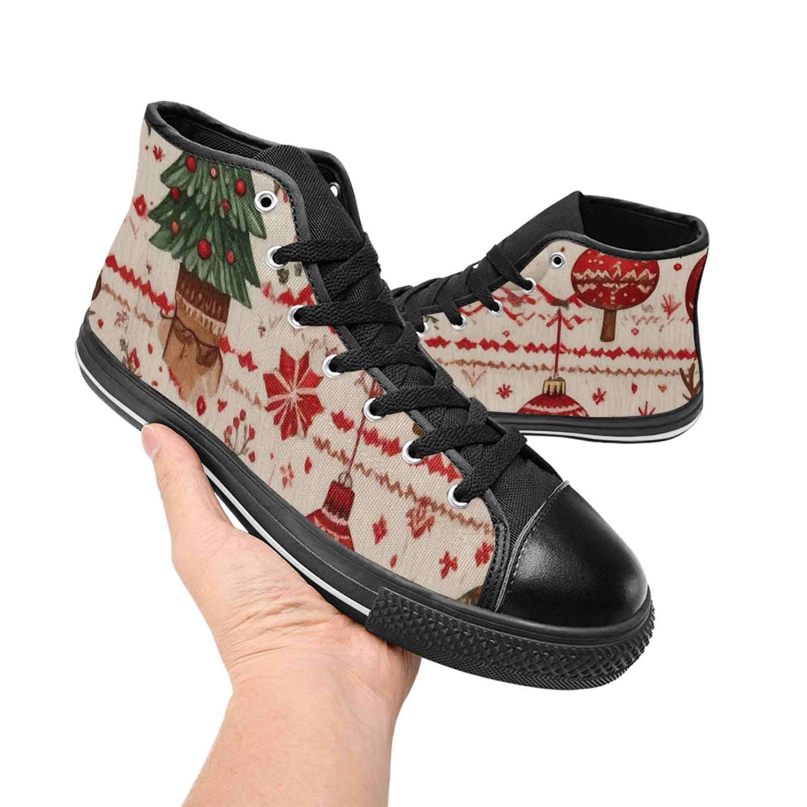 MEN'S Christmas Holly Snowflake High Top Canvas Neon Fantasy Sneakers